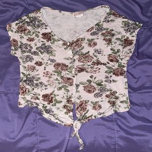 Beige Floral Crop Top Size Small